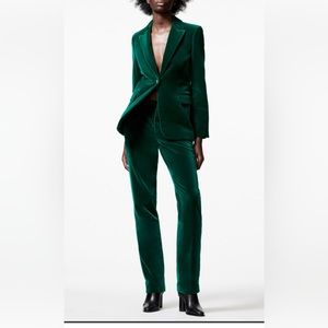 Zara green velvet suit